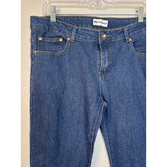 Mlle Penelope Jeans Womens Size 14 Blue Denim Rhinestone Mid Rise Straight Ankle - Picture 4 of 9